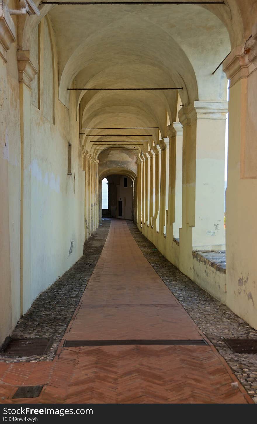 Arcades overlooking the sea in italy