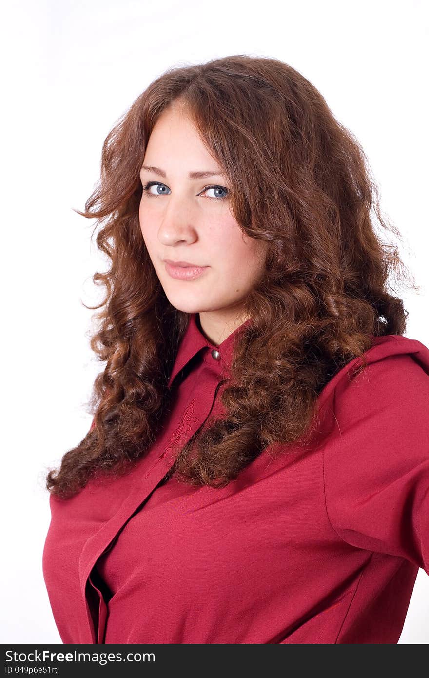 Teen girl portrait isolated a white background