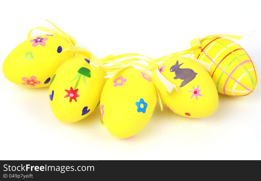 Yellow colored easter eggs