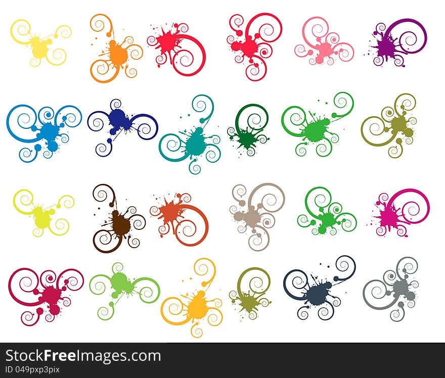 Colored abstract blot symbols on white background. Colored abstract blot symbols on white background.