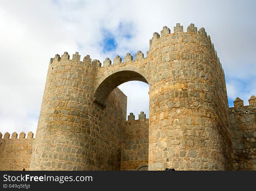 Puerta del Alcazar of castle Avila /fragment/ in Spain