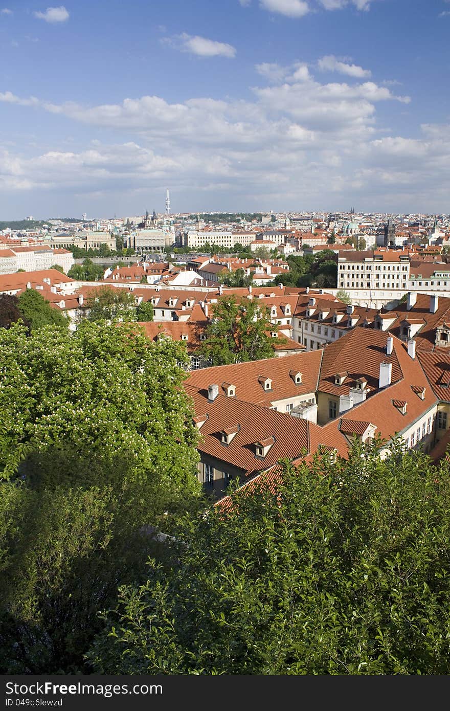 Red rooftops of prague, bohemian capital