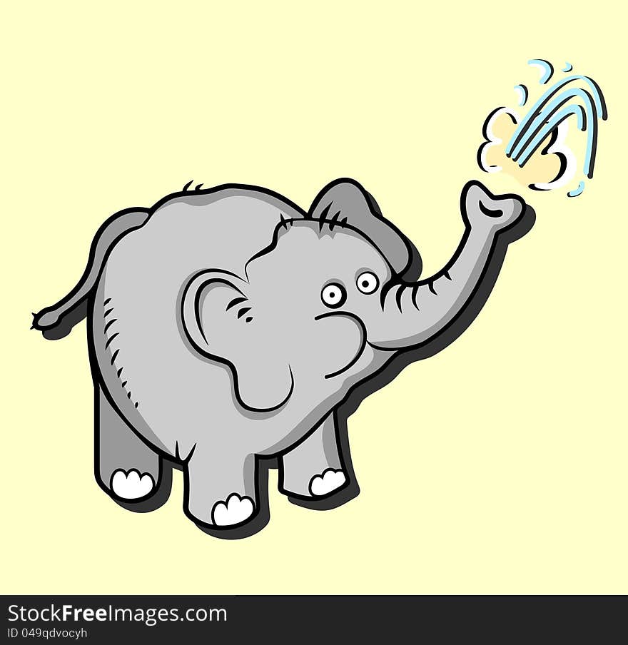 Funny little elephant. Vector illustration