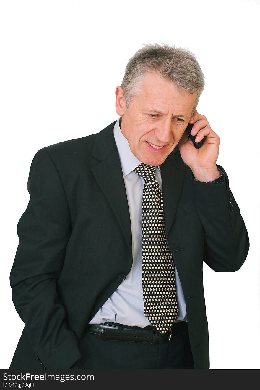 Businessman has a phone call