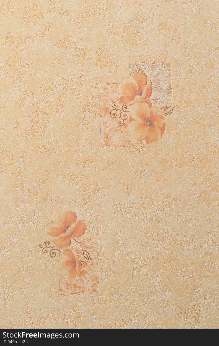 Abstract peachy texture with flowers in square