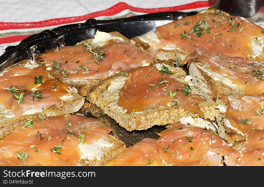 Good canape with smoked salmon