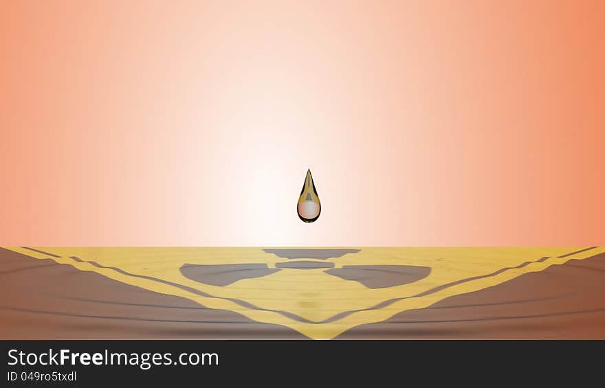 Radioactive drop of water on irradiated background