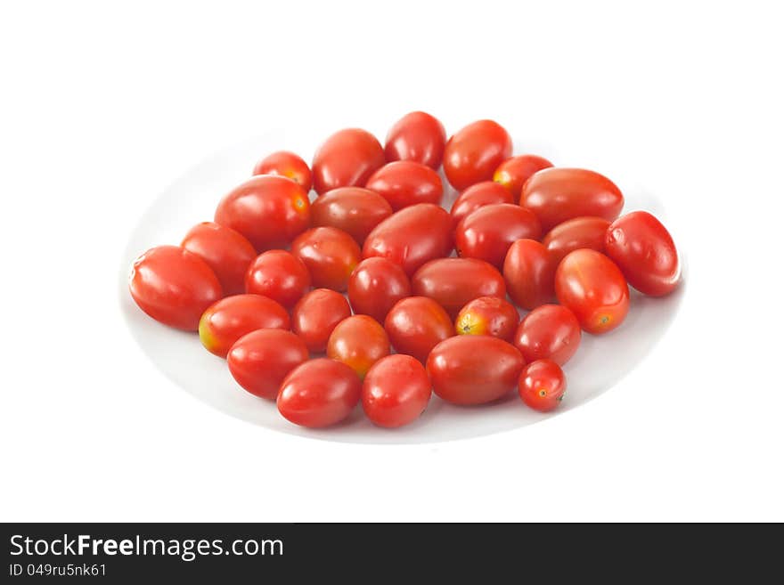 Cherry tomatoes isolated on white background