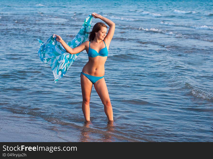 Young girl on the sea