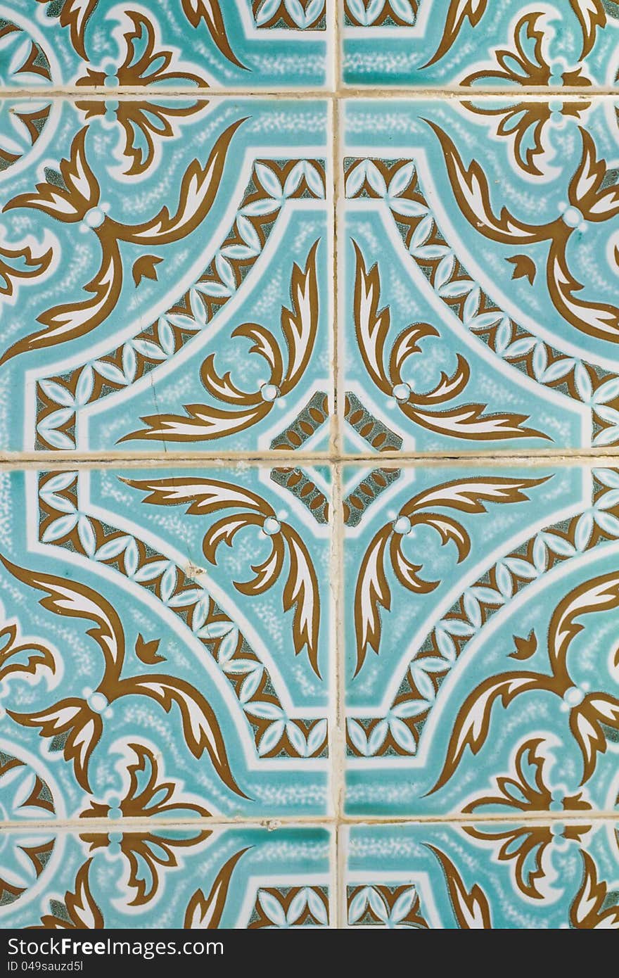 Close macro view of a traditional Portuguese azulejo tile.