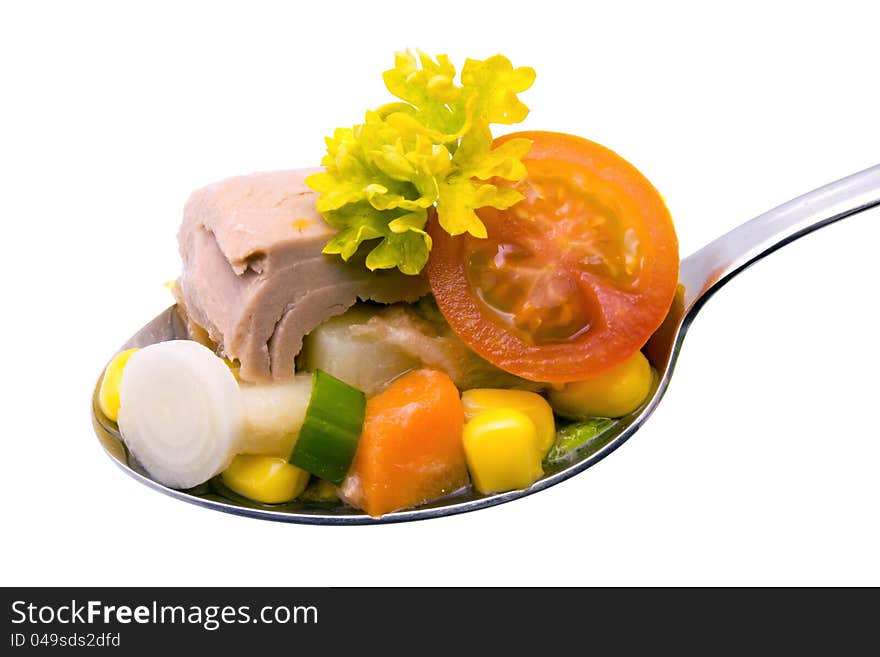 Tuna salad on a spoon