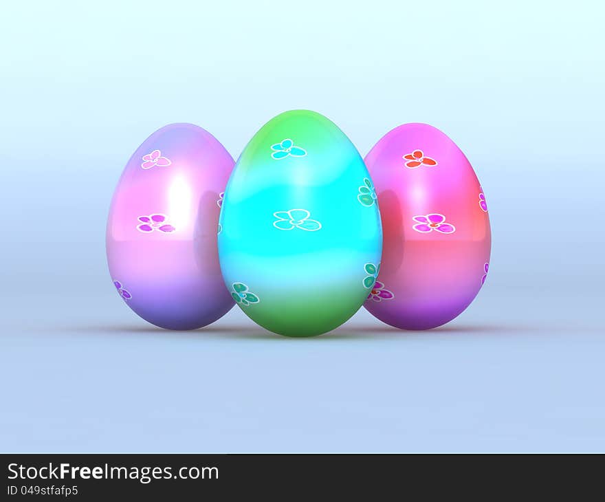 Easter eggs on a light background,three. Easter eggs on a light background,three