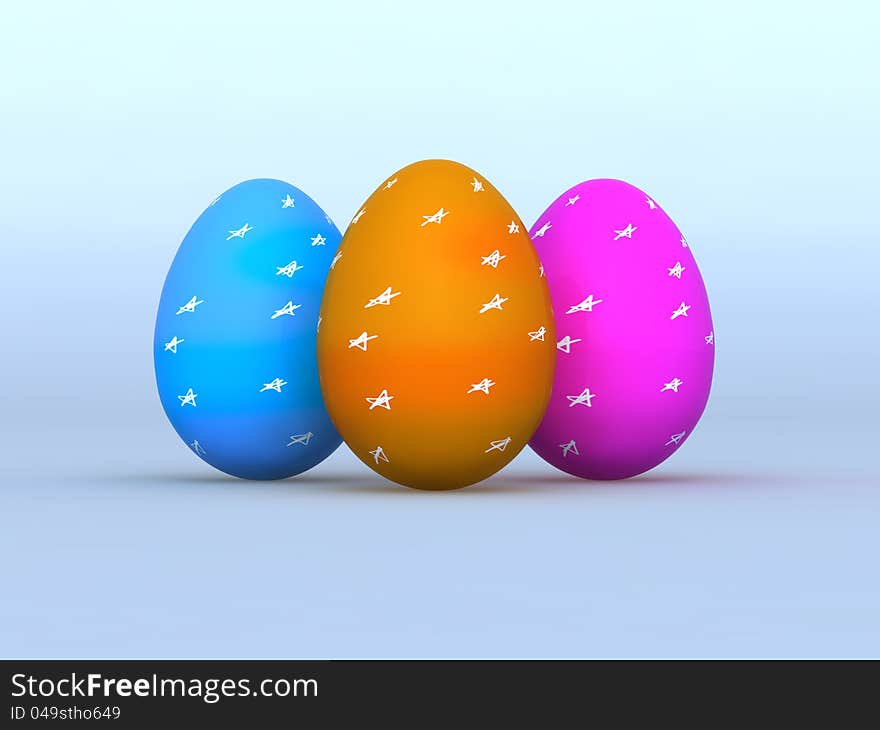 Easter eggs with the stars on a light background. Easter eggs with the stars on a light background