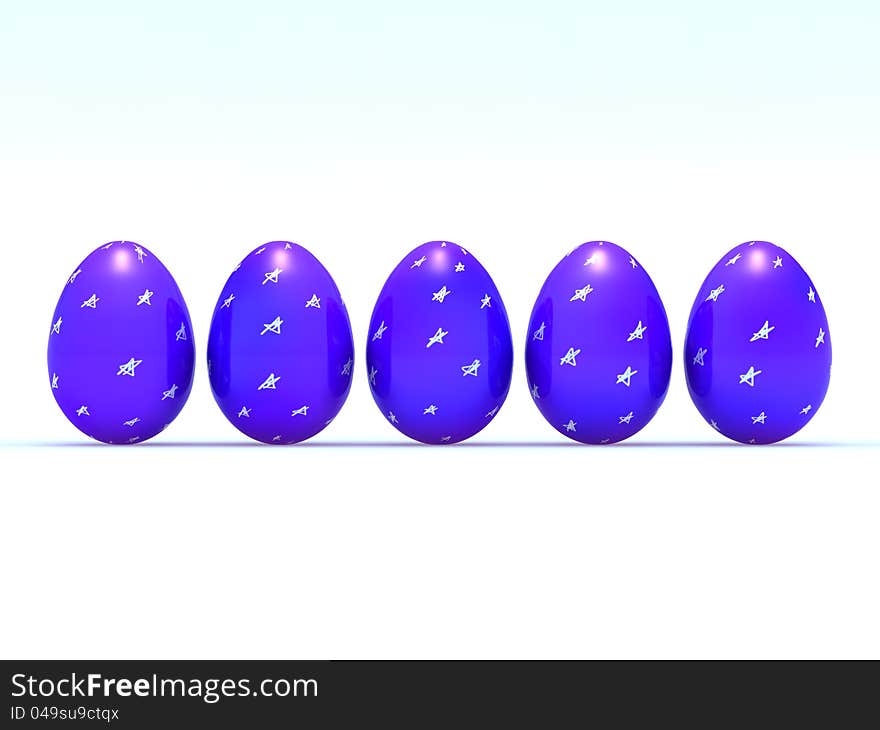 Easter eggs blue with the stars on a light background. Easter eggs blue with the stars on a light background