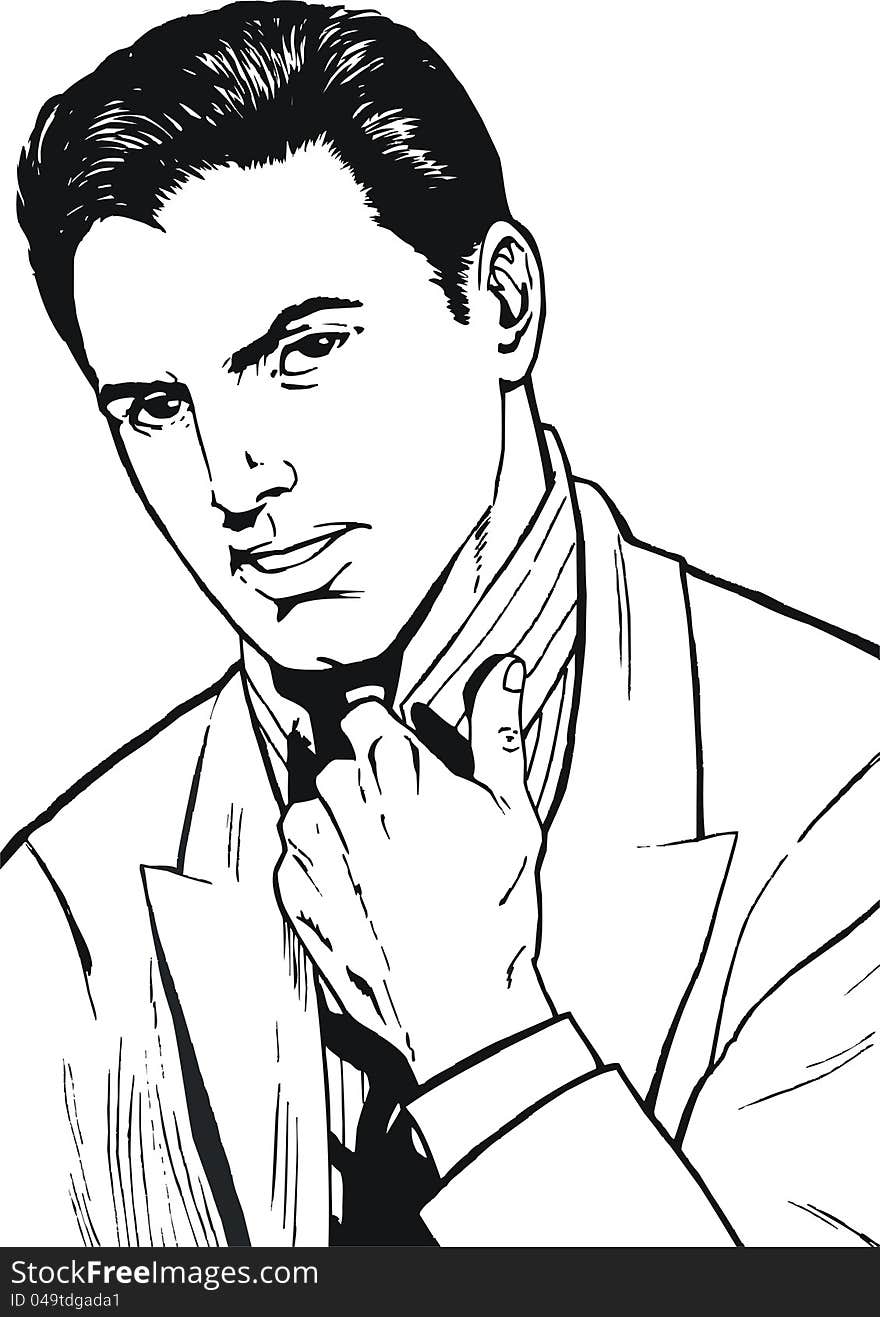 Illustration of a businessman, drawn in comic style