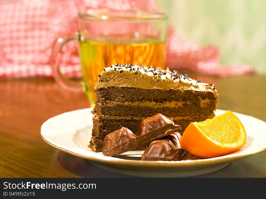 Chocolate Cake And Fruit