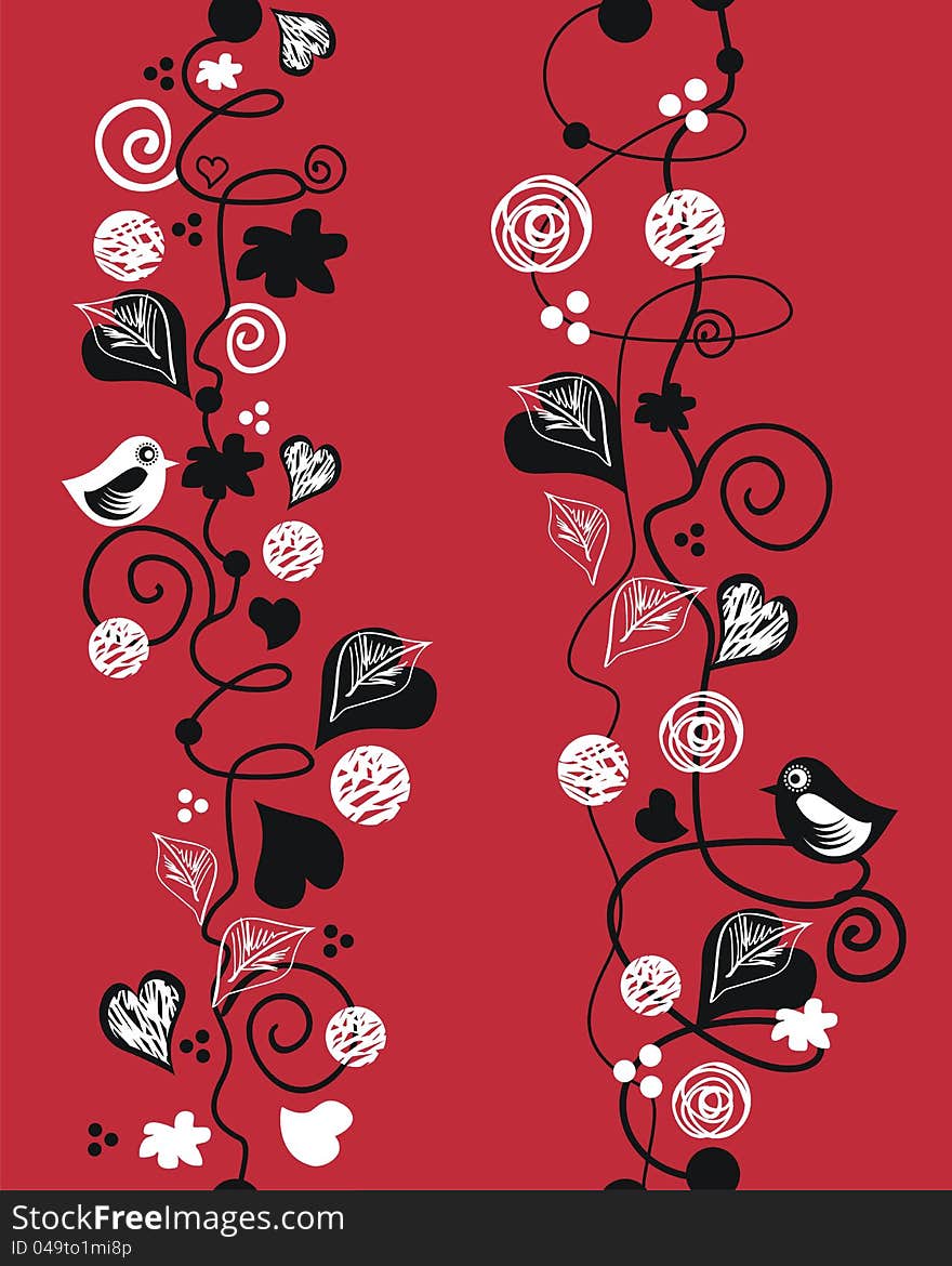 Seasonal decorative vertical patterns with doodle elements. Seasonal decorative vertical patterns with doodle elements