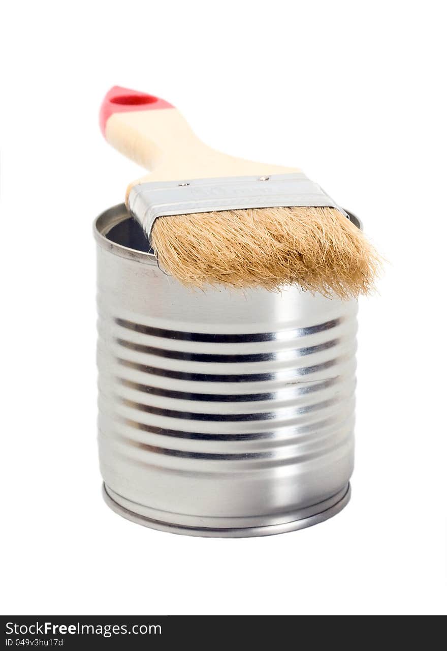 Tin Paint And Paint Brush