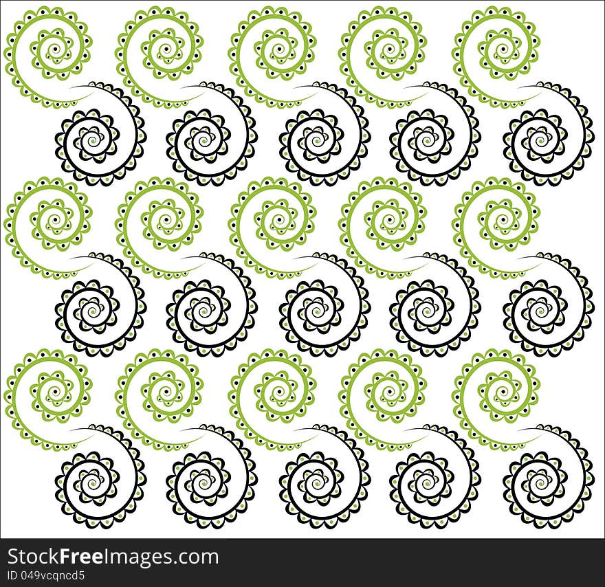 Black green spiral pattern background illustration