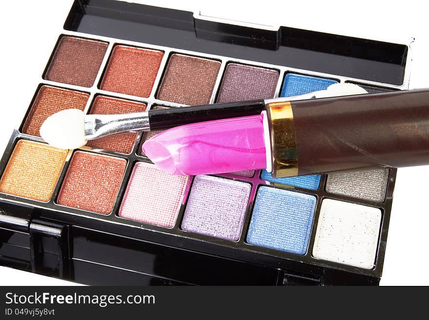 Cosmetic products on white background