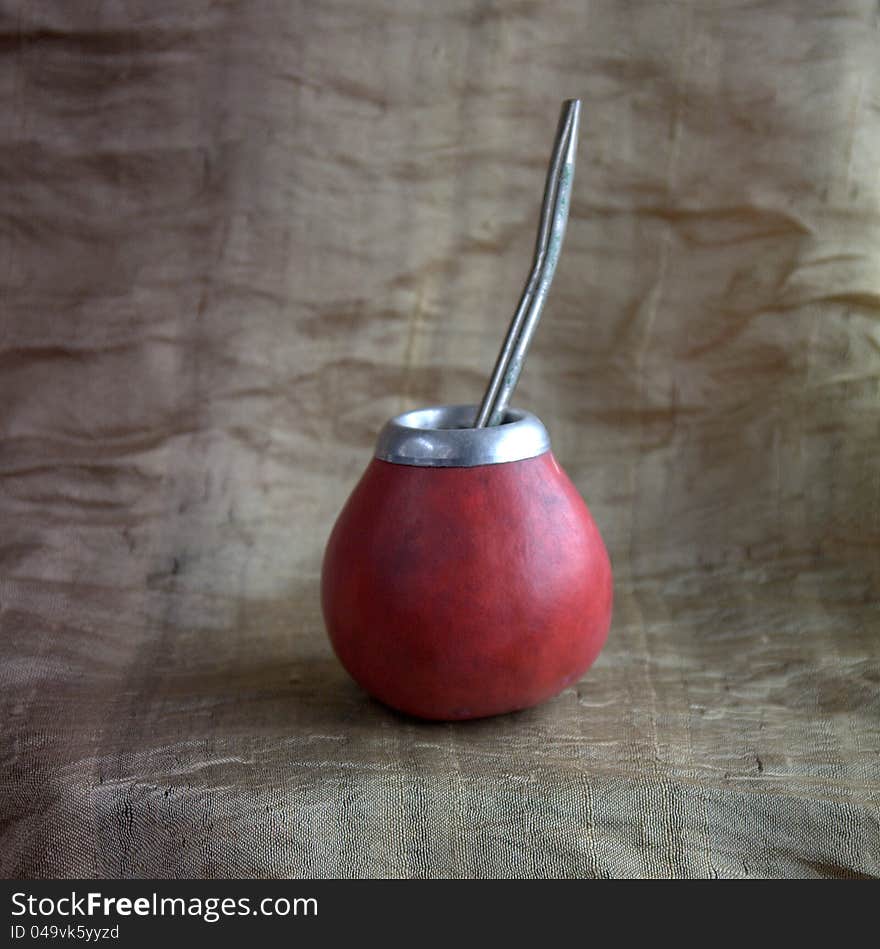 Crimson calabash on a silk background