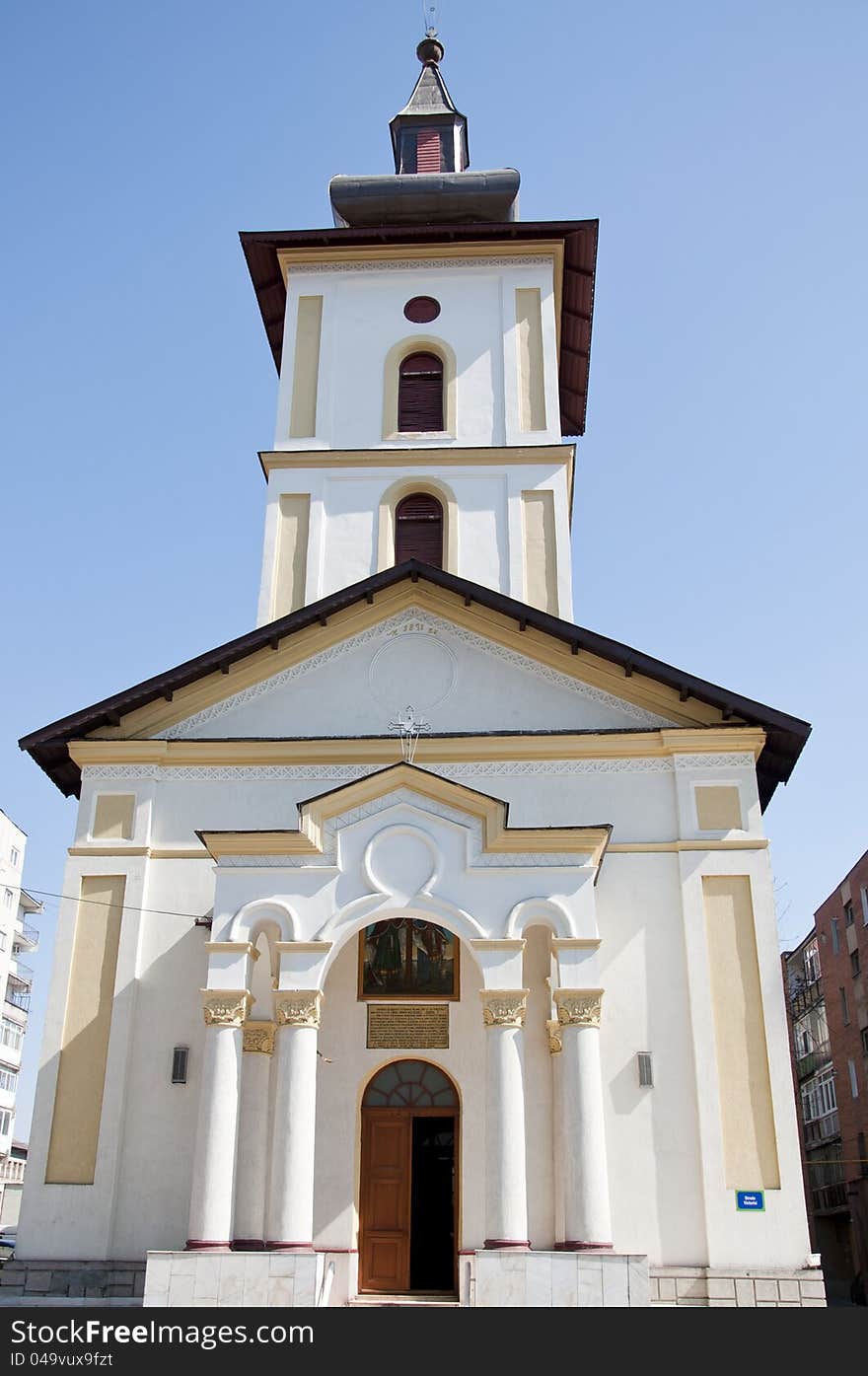 Beautiful orthodox church in a Romanian town