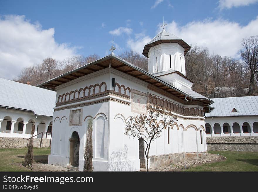 Architecture of an old church inside a Romanian old monastery. Architecture of an old church inside a Romanian old monastery