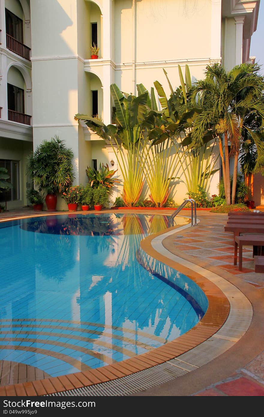 Swimming pool of the tropical luxury resort. Swimming pool of the tropical luxury resort