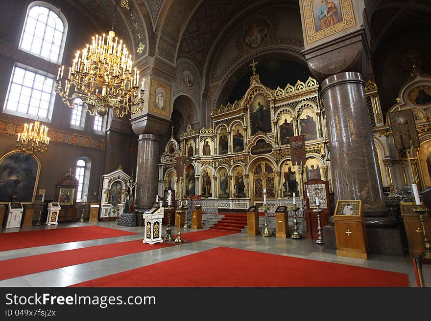 Iconostasis in the orthodox temple