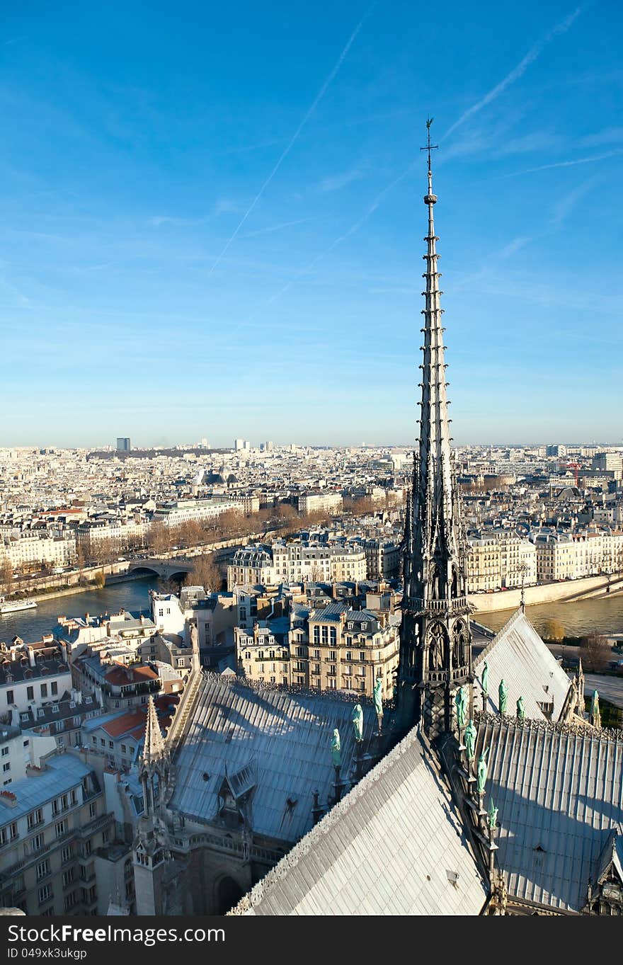 Skyline Of Paris From Notre Dame