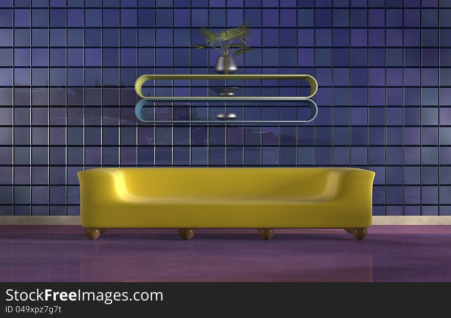 3d image of room with furniture