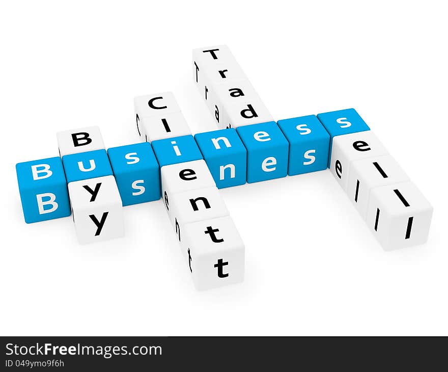 3d render of business crossword on a white background