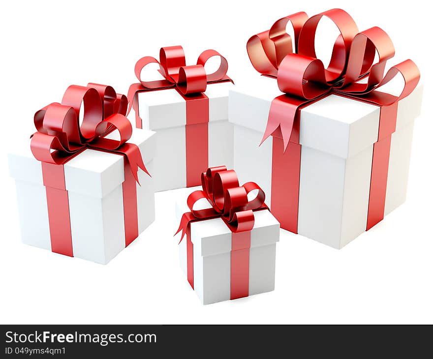 3d render of gift boxes in different sizes