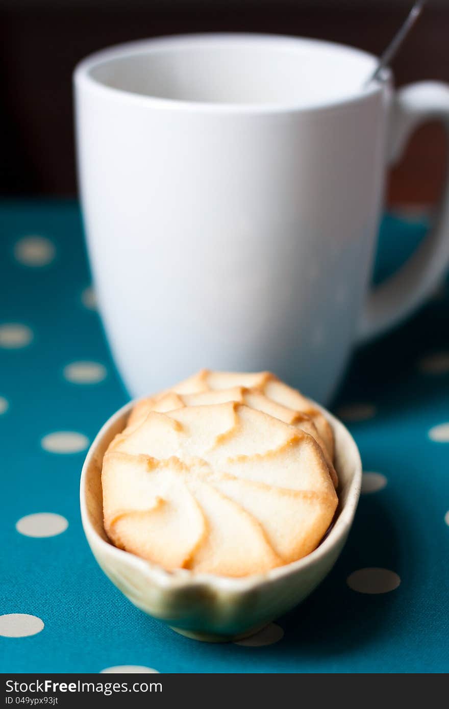 Plate of cookies and a cup of coffee