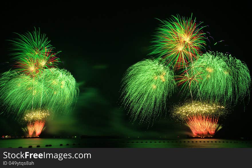 Fireworks exploding over the bay. Fireworks exploding over the bay