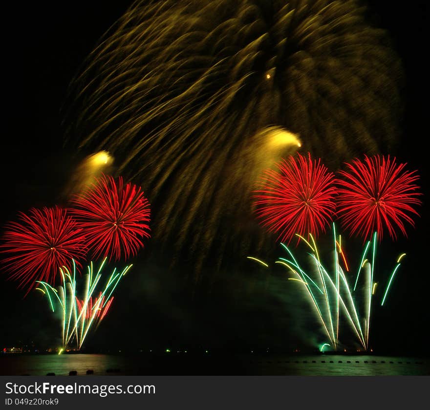 Fireworks exploding over the bay. Fireworks exploding over the bay