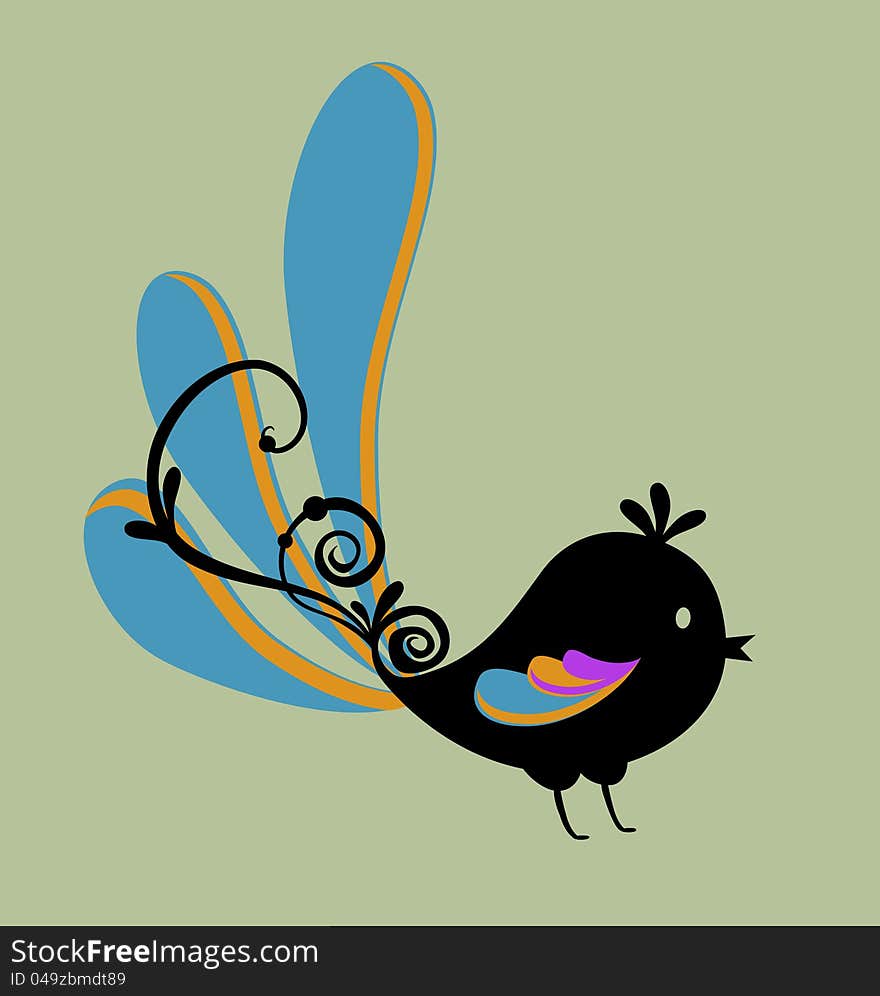 Illustration of abstract bird with design elements. Illustration of abstract bird with design elements