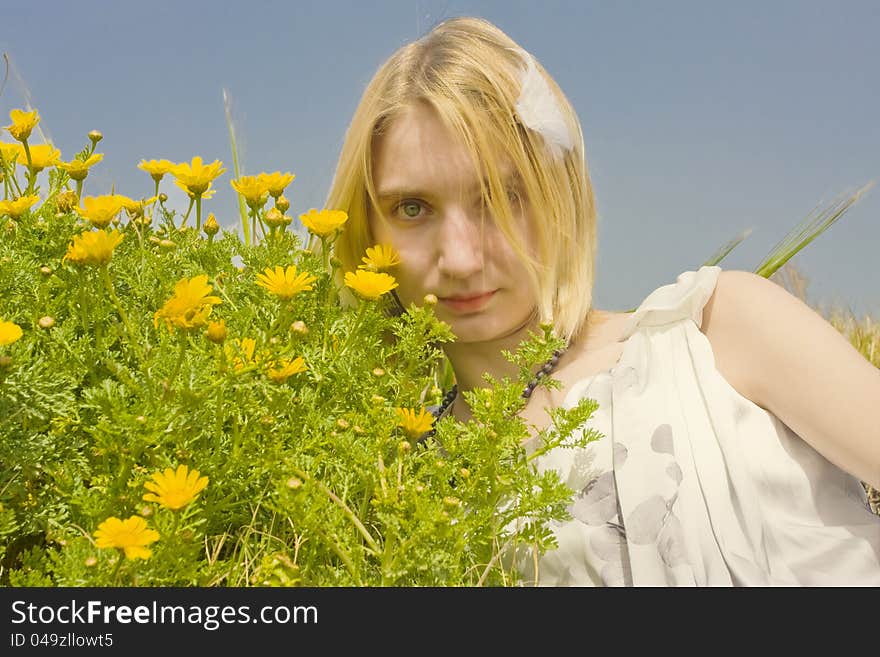 Girl with daisies