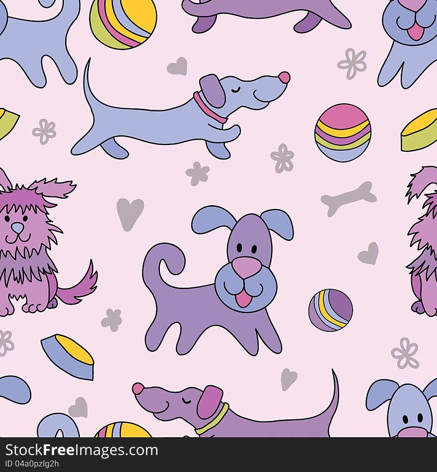 Funny dogs seamless pattern