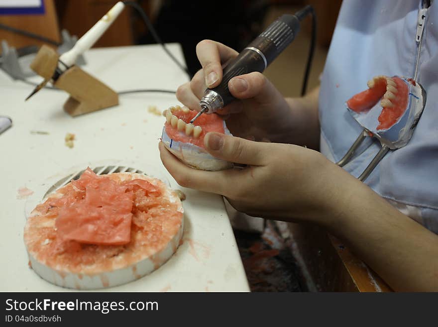 Modeling jaw in dental studio