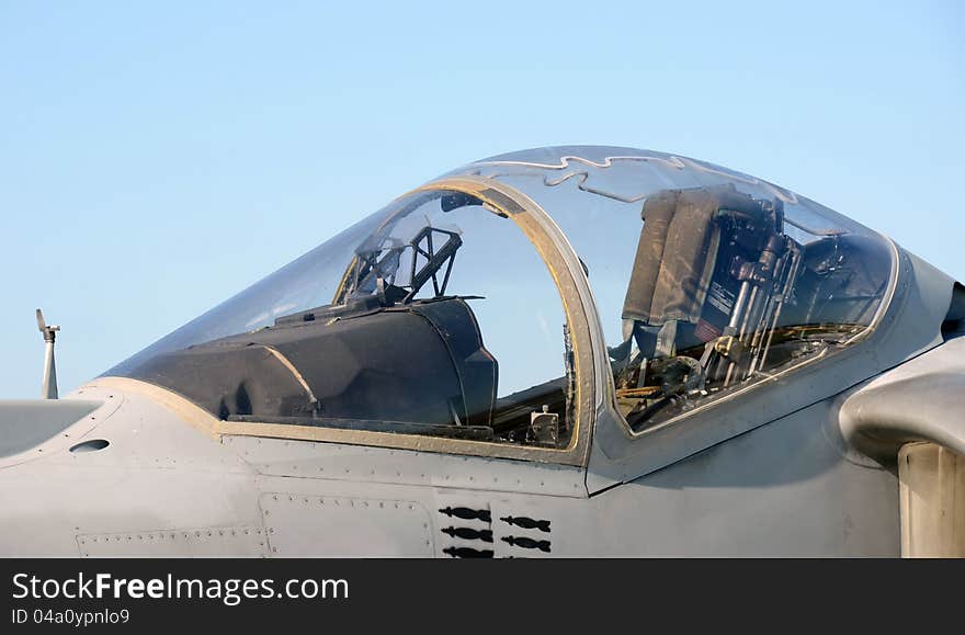 Modern military jet canopy and cockpit. Modern military jet canopy and cockpit