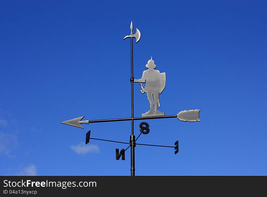 Weathervane Don Quixote, blue sky