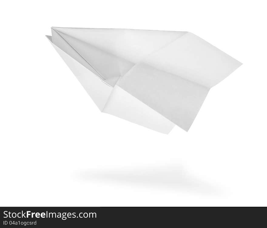 Plane made of a paper  on a white background. Plane made of a paper  on a white background