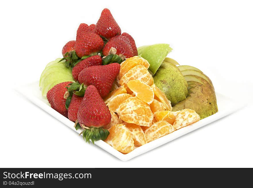 Fruit plate with an assortment of fresh fruit. Fruit plate with an assortment of fresh fruit