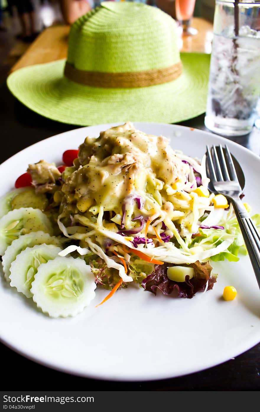 A plate of tuna salad