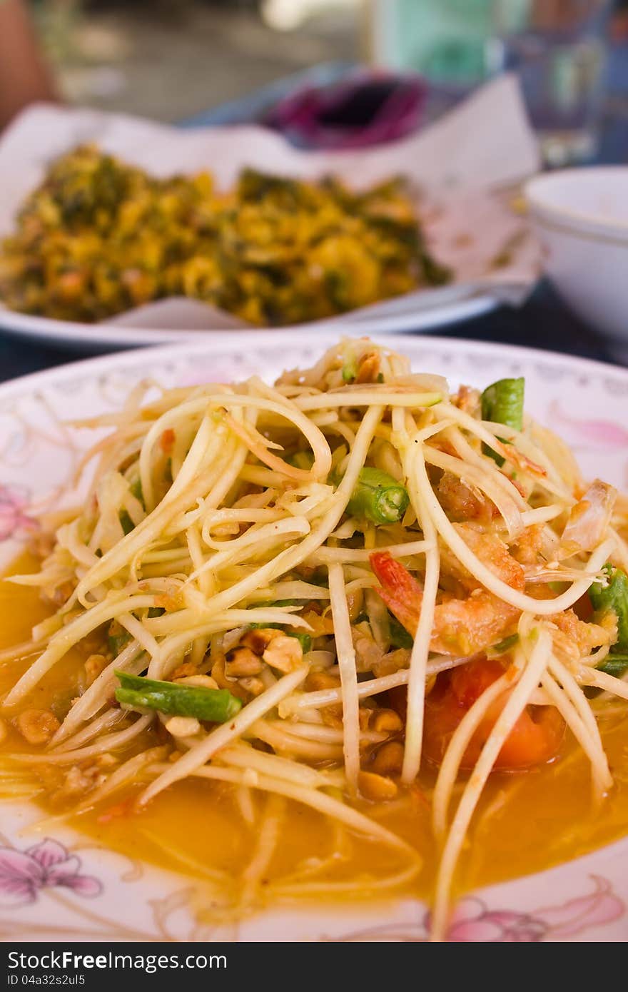 Som Tam,Thai papaya salad hot and spicy