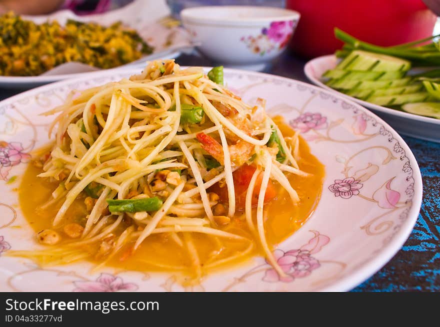 Som Tam,Thai papaya salad hot and spicy