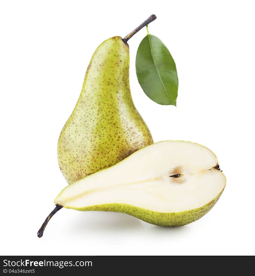 Ripe pears isolated on white background