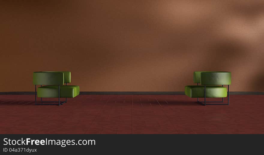 3d room image with two couchs