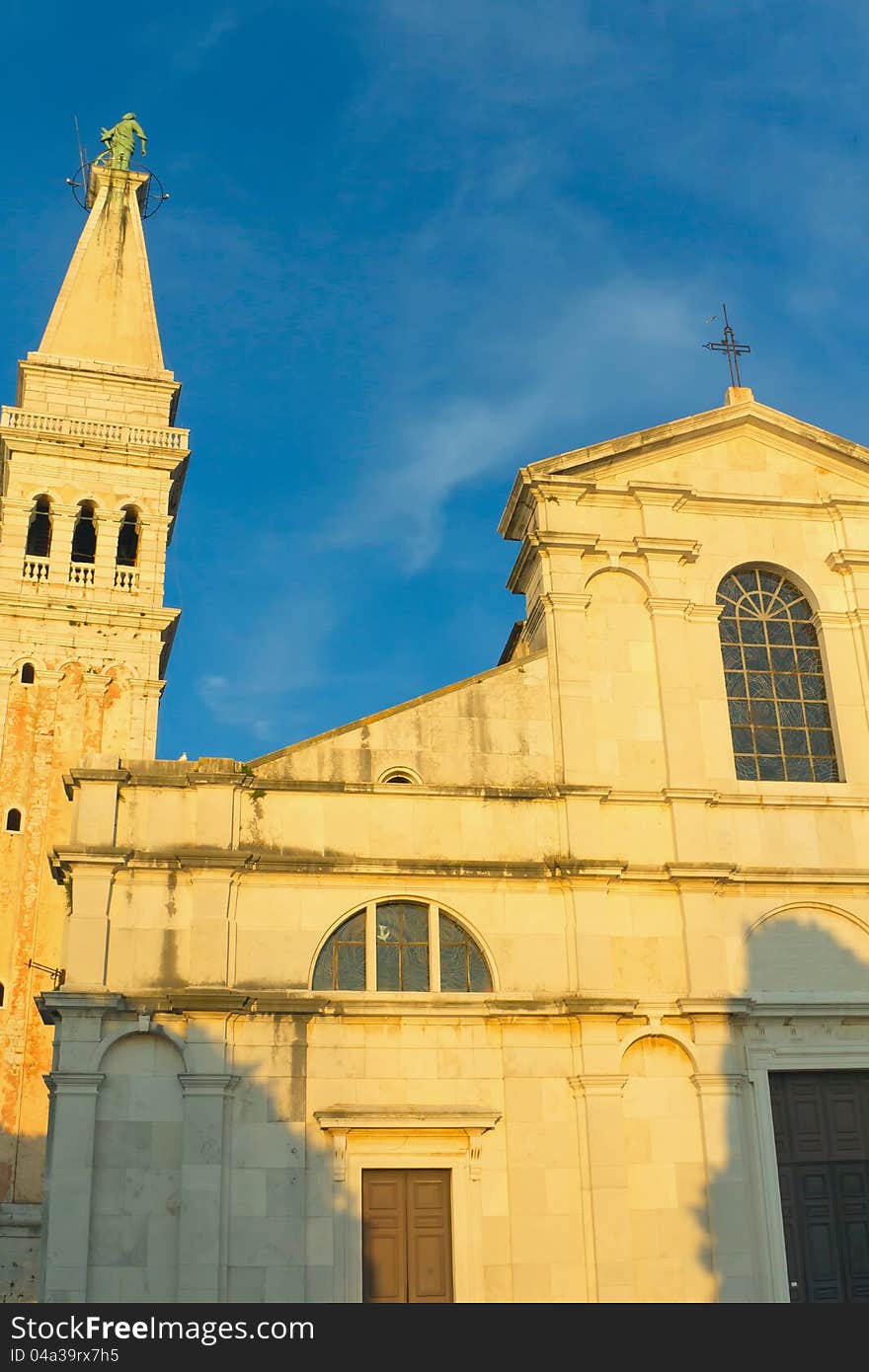 Church of st. Euphemia in Rovinj sunset light irradiated (Croatia). Church of st. Euphemia in Rovinj sunset light irradiated (Croatia)